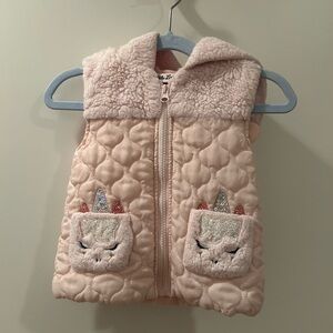 Little Lass Pink Quilted Unicorn Vest 2T